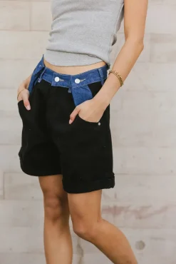 Bohme Alex Colorblock Denim Shorts in - FINAL SALE