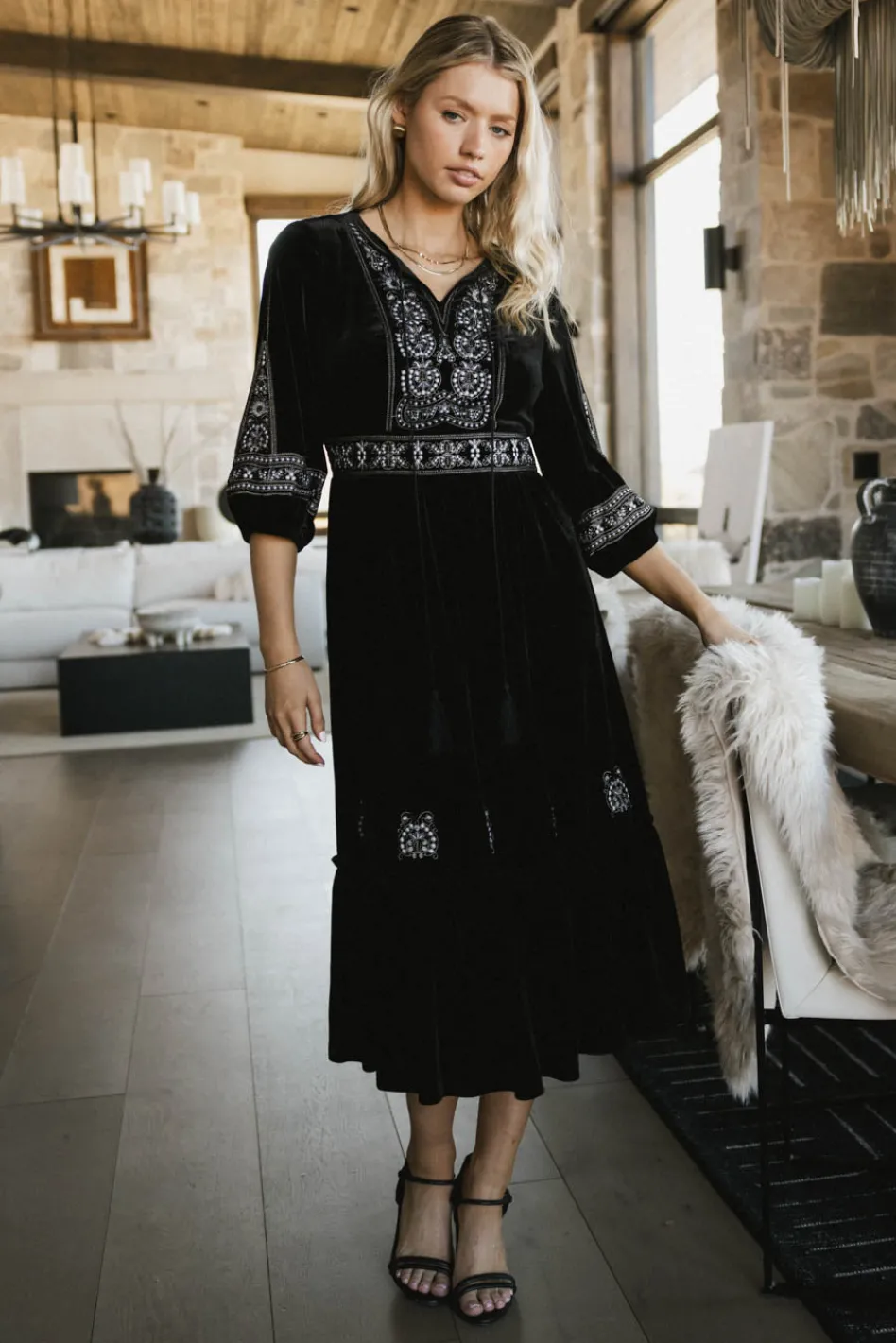 Bohme Alina Velvet Midi Dress