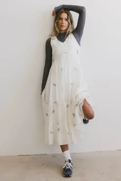 Bohme Ari Embroidered Floral Midi Dress