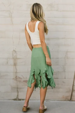 Bohme Arista Ruffled Midi Skirt in