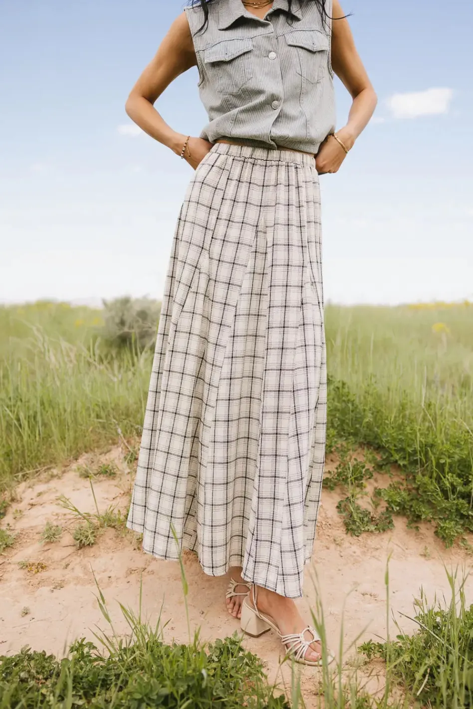 Bohme Avril Plaid Maxi Skirt