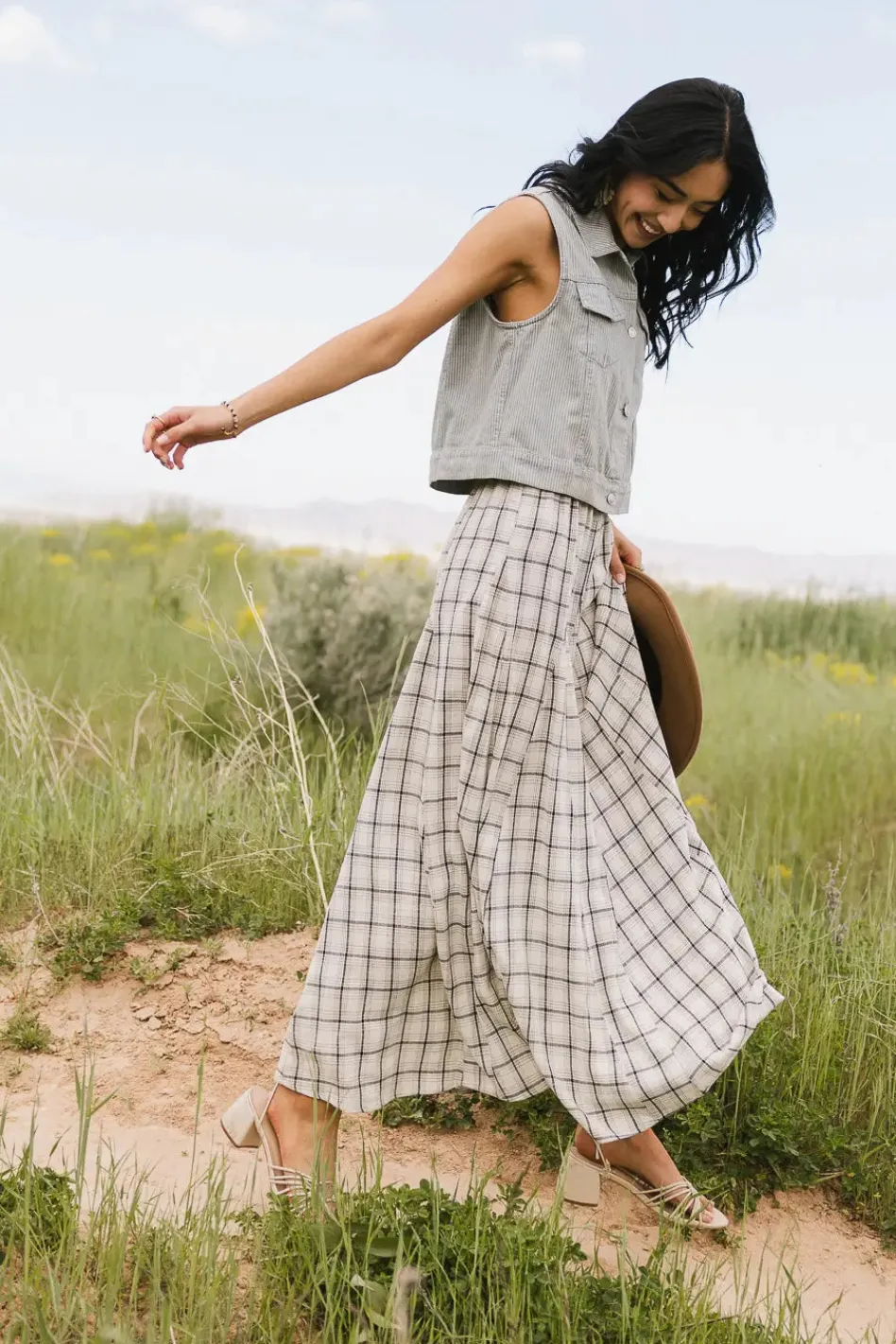 Bohme Avril Plaid Maxi Skirt