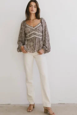 Bohme Billy Floral Chiffon Peplum Top