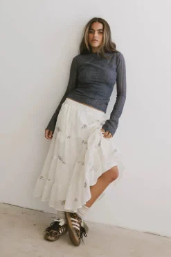 Bohme Bluebell Embroidered Midi Skirt