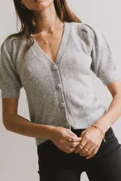 Bohme Colletta Short Sleeve Cardigan in Heather Grey