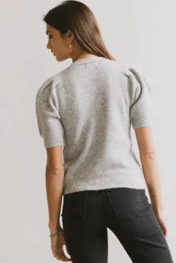 Bohme Colletta Short Sleeve Cardigan in Heather Grey