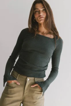Bohme Cosette Ribbed Ruched Top in