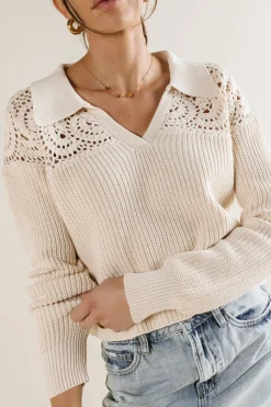 Bohme Crochet Collared Sweater