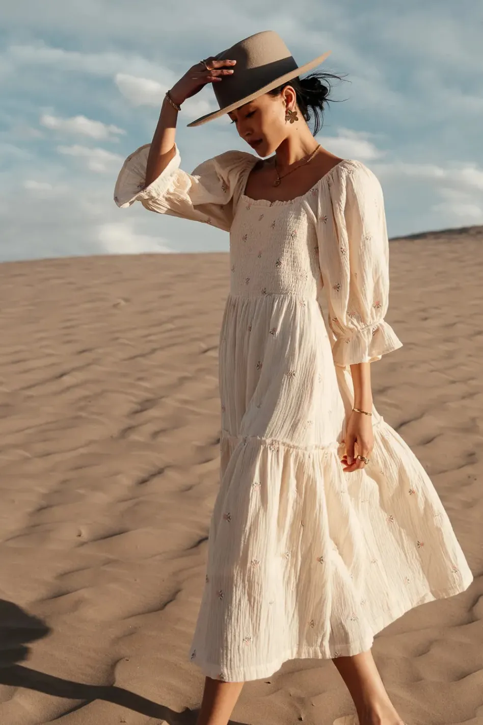 Bohme Ditsy Floral Embroidered Dress in