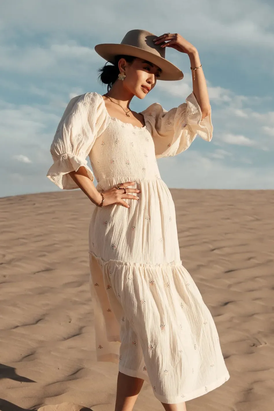 Bohme Ditsy Floral Embroidered Dress in