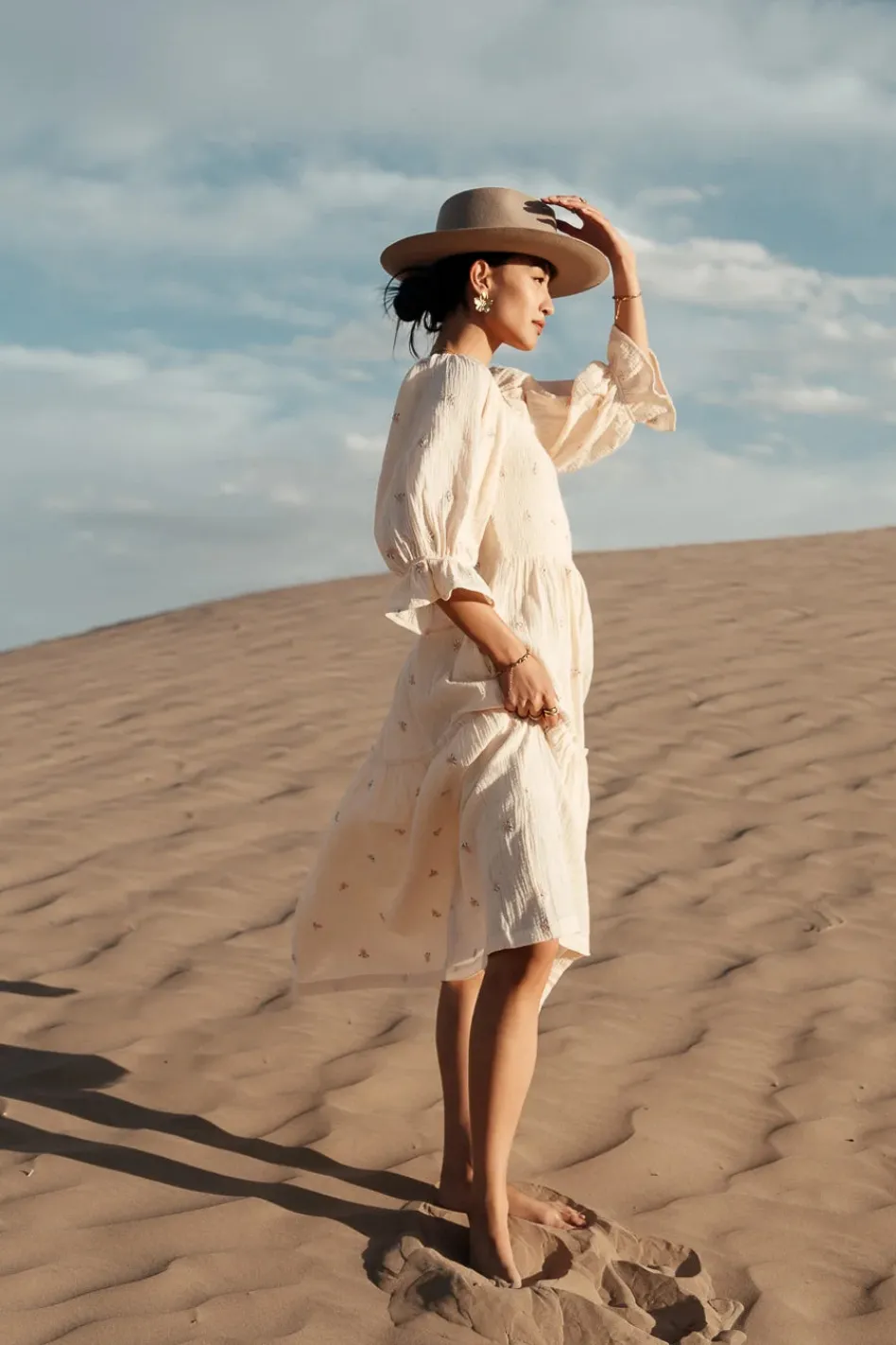 Bohme Ditsy Floral Embroidered Dress in