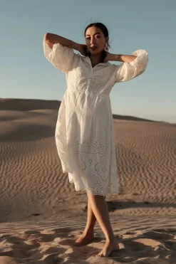 Bohme Eleanor Eyelet Lace Midi Dress in