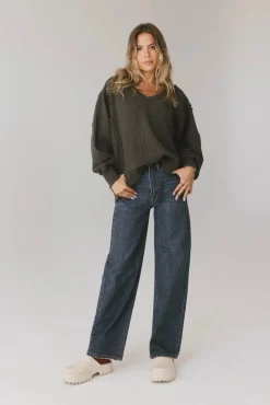 Bohme Emiliano Wide Leg Jeans in Dark Wash