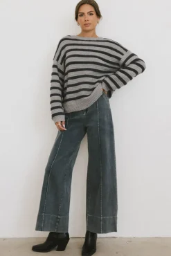 Bohme Emmaline Wide Leg Jeans in Dark Wash