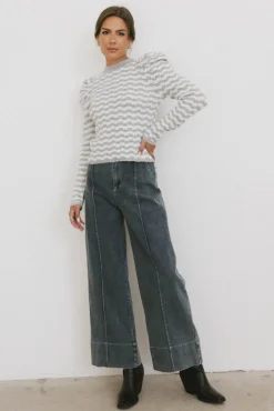 Bohme Emmaline Wide Leg Jeans in Dark Wash