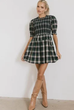 Bohme Emmett Plaid Smocked Mini Dress