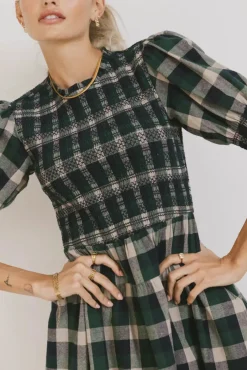 Bohme Emmett Plaid Smocked Mini Dress