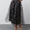 Bohme Floral Organza Skirt