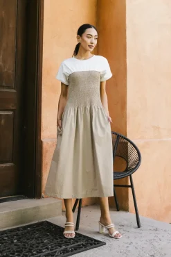 Bohme Florence Smocked Midi Dress in