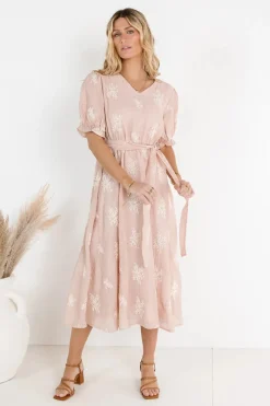 Bohme Gloria Embroidered Midi Dress