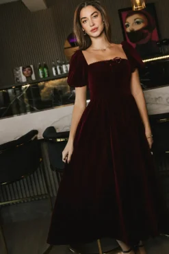 Bohme Halia Velvet Midi Dress