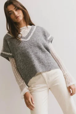 Bohme Hazel Embroidered Sweater Top in