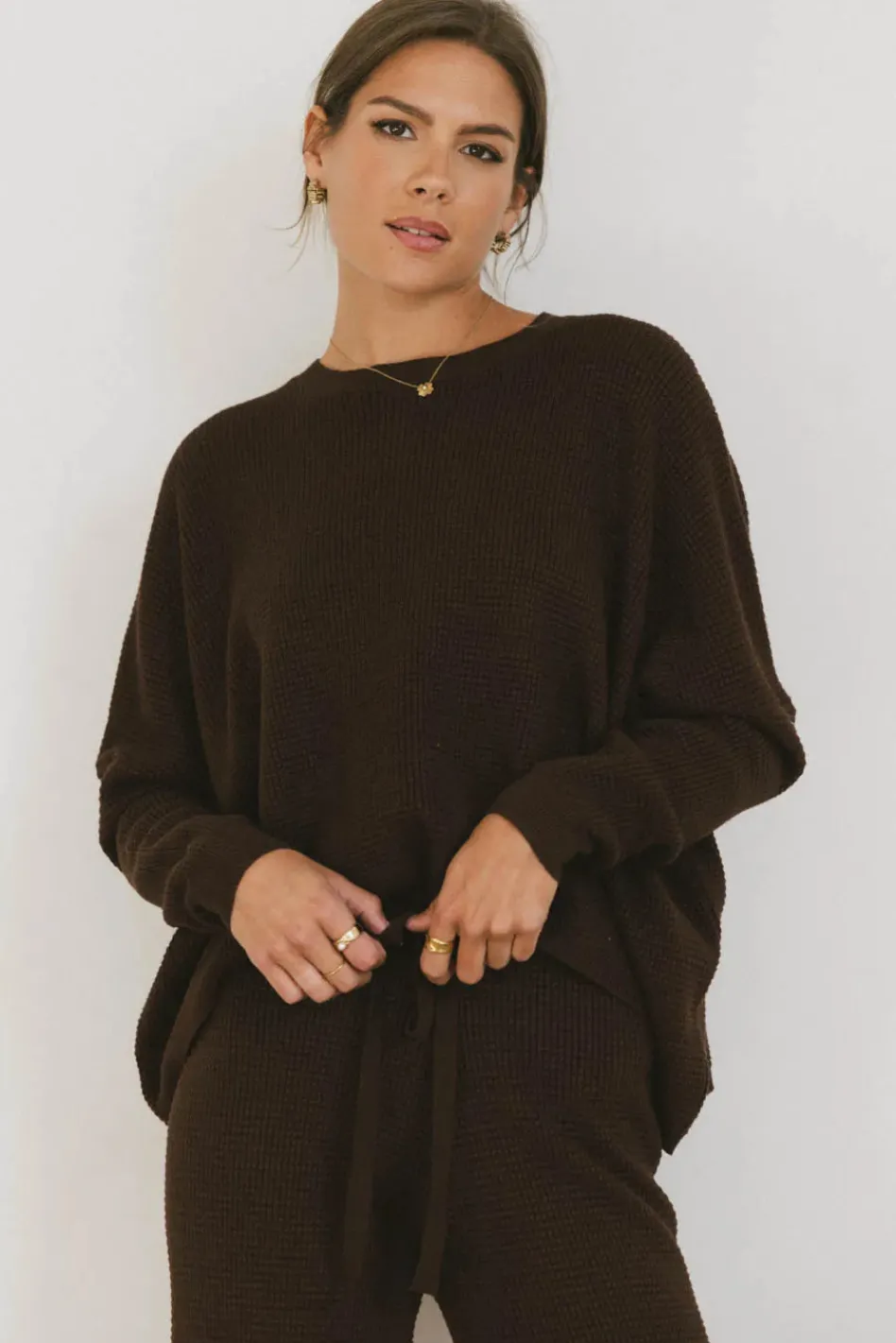 Bohme Jesse Waffle Knit Top in
