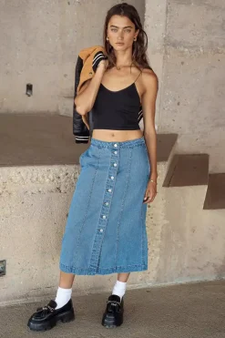 Bohme Kaylee Button Denim Skirt