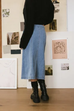Bohme Kaylee Button Denim Skirt