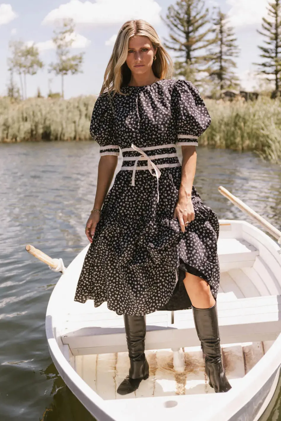 Bohme Kendra Ditsy Floral Midi Dress in