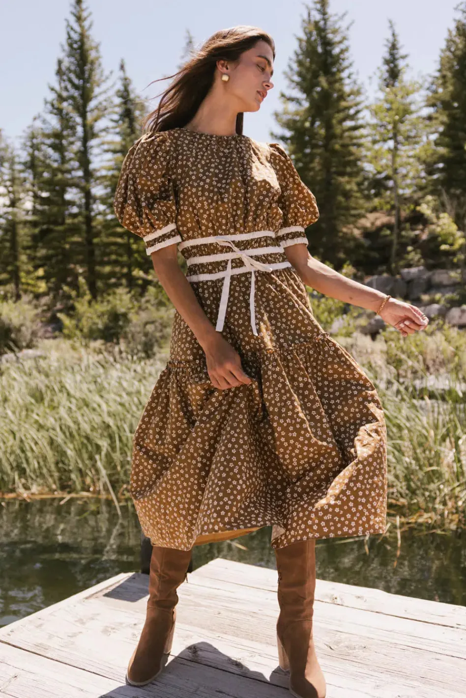 Bohme Kendra Ditsy Floral Midi Dress in
