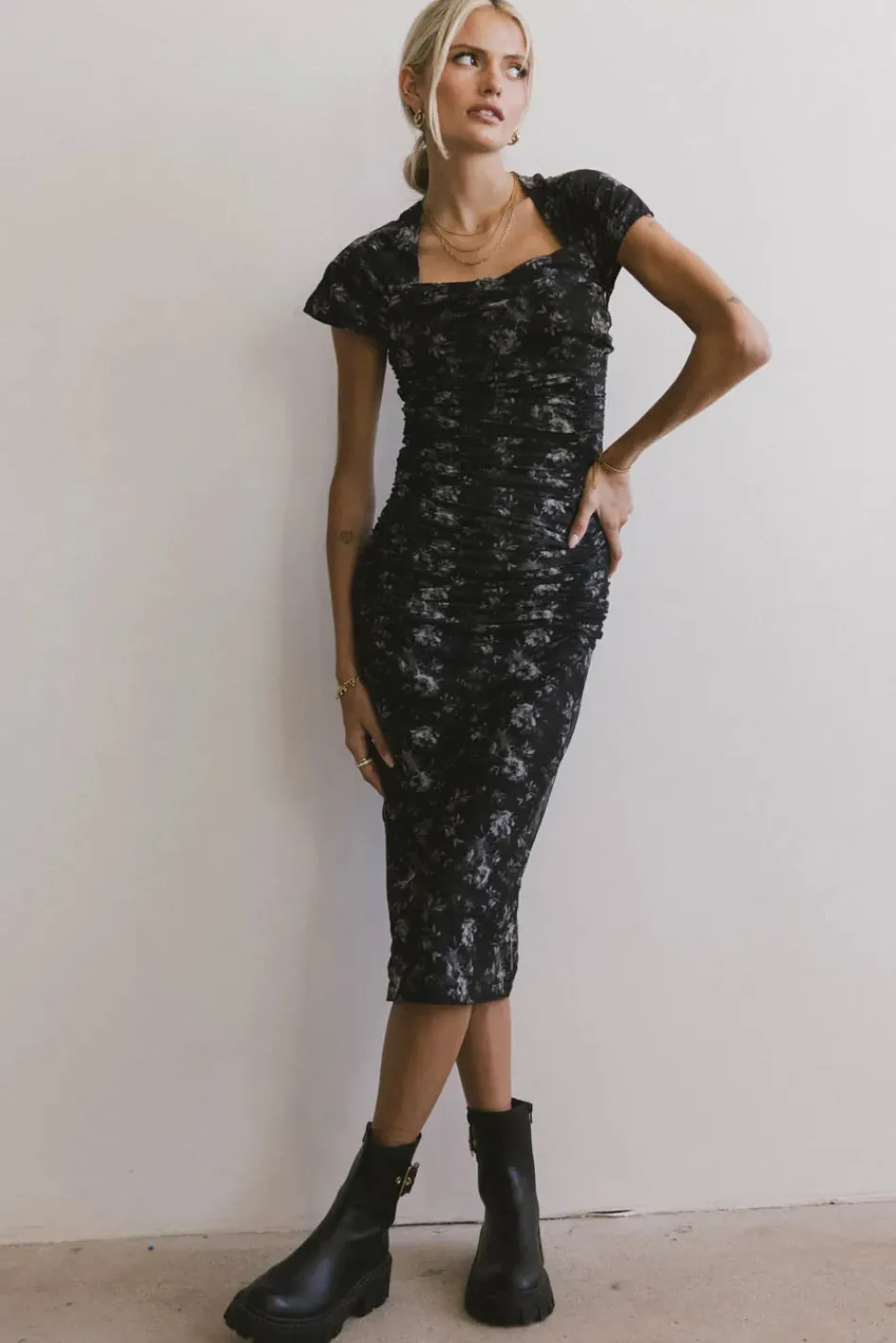Bohme Kensie Ruched Midi Dress