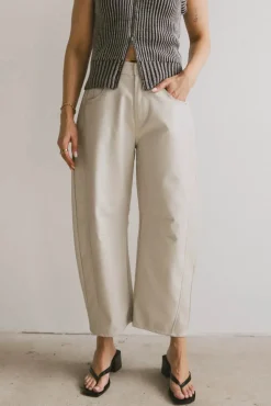 Bohme Langston Vegan Leather Barrel Jeans in