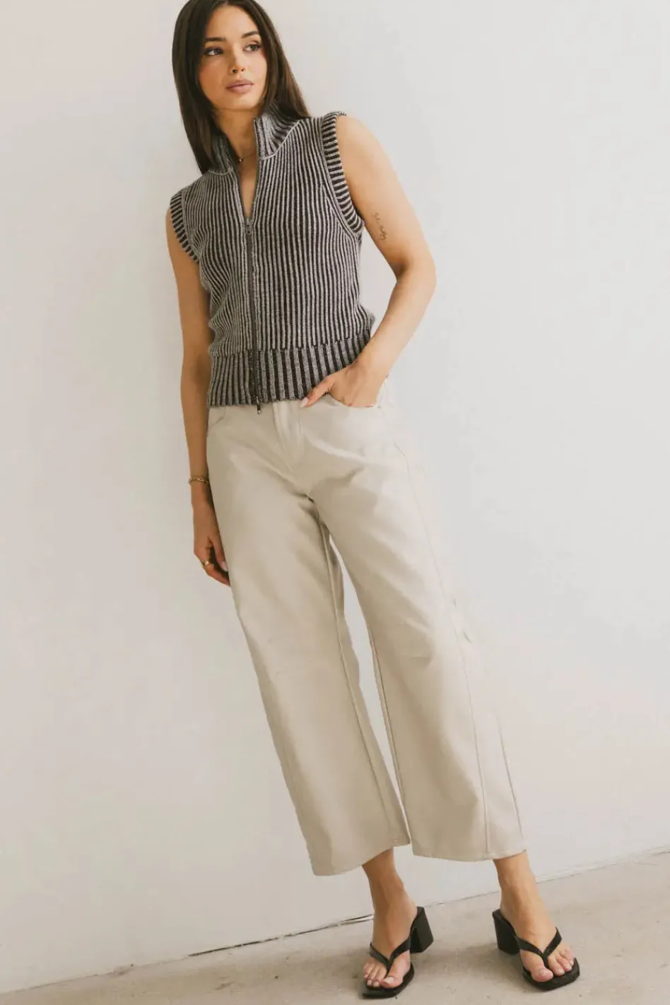 Bohme Langston Vegan Leather Barrel Jeans in