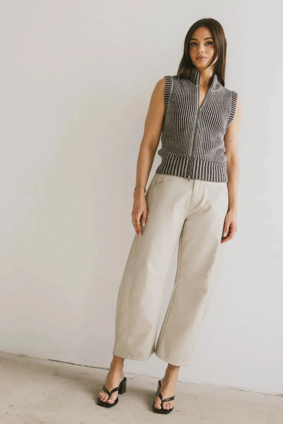 Bohme Langston Vegan Leather Barrel Jeans in