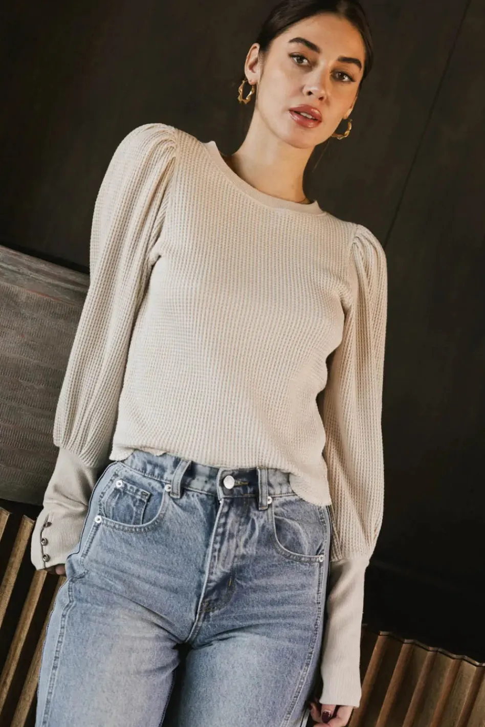 Bohme Lettie Waffle Knit Top in