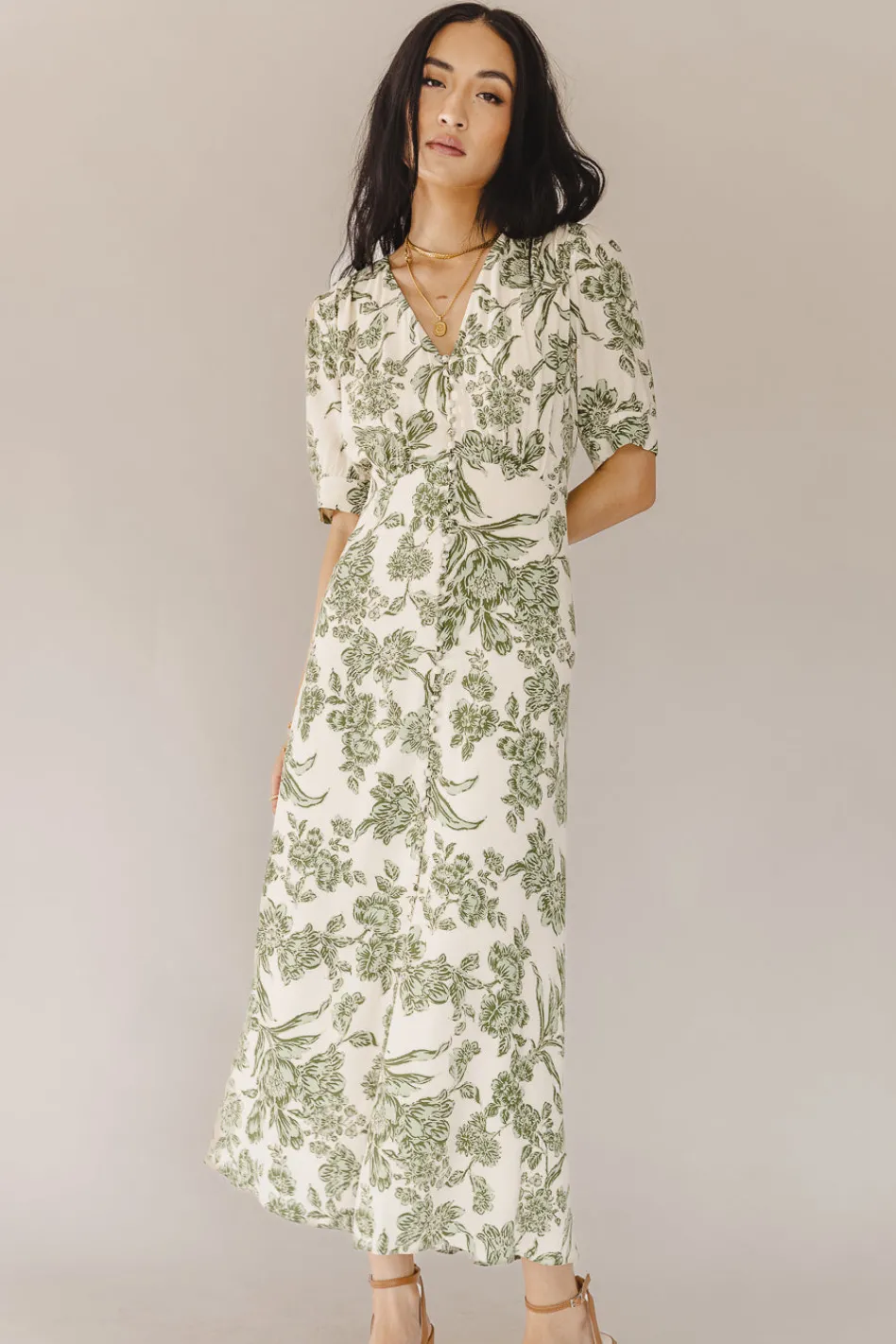Bohme Lia Floral Midi Dress in