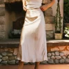 Bohme Lovinia Satin Midi Skirt in