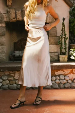 Bohme Lovinia Satin Midi Skirt in