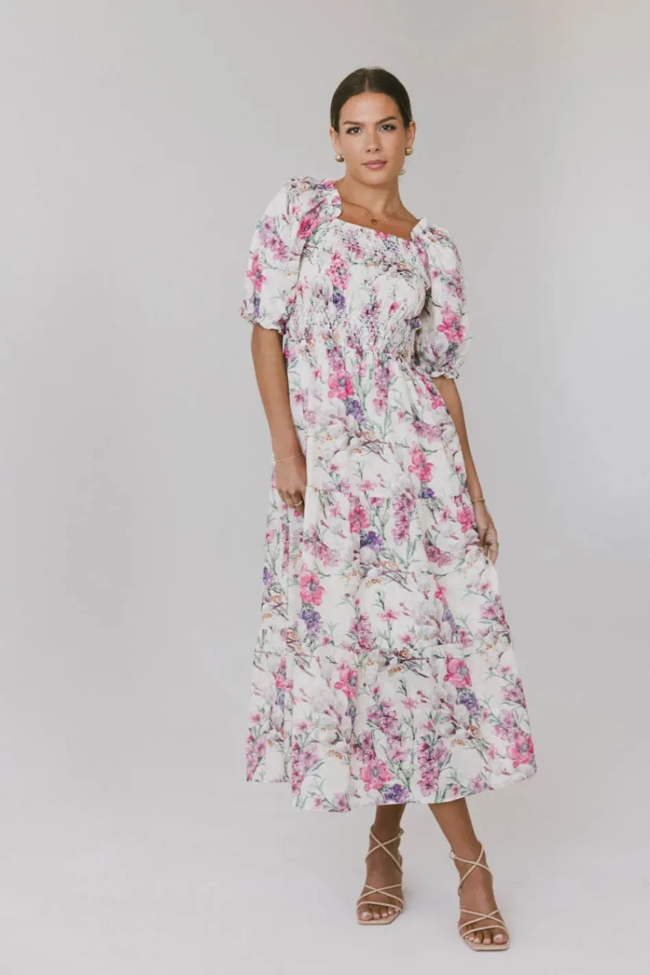 Bohme Luciana Floral Smocked Midi Dress