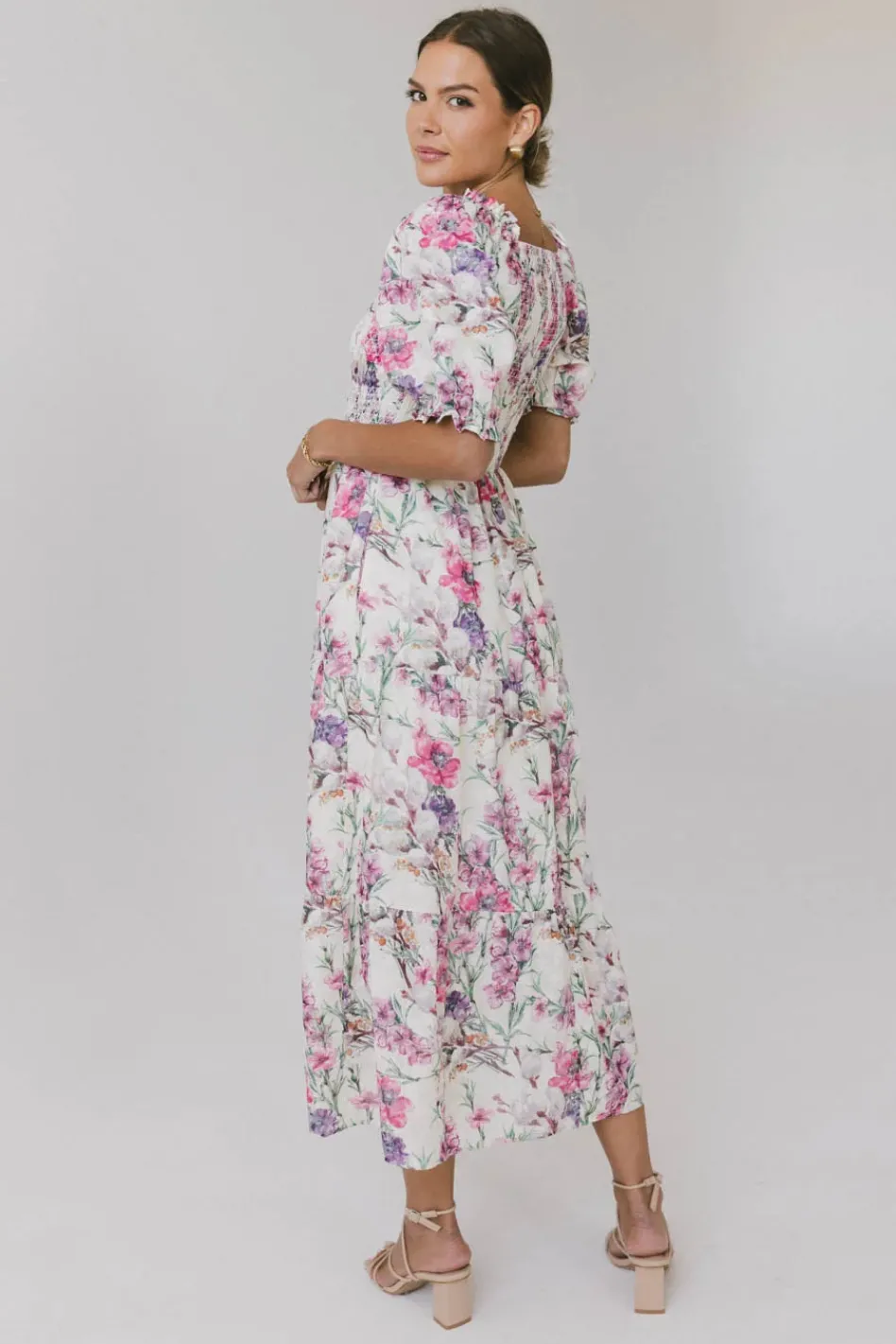 Bohme Luciana Floral Smocked Midi Dress