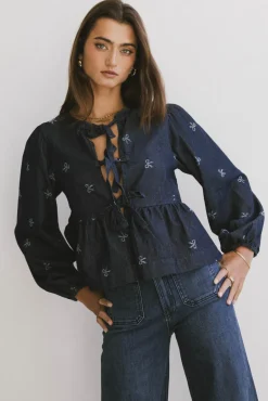 Bohme Maggie Peplum Tie Blouse With Bow Detail