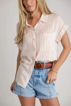 Bohme Marie Striped Button Up in - FINAL SALE