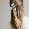 Bohme Medium Cutout Claw Clip in Checker