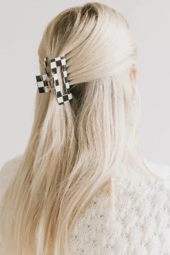 Bohme Medium Cutout Claw Clip in Checker