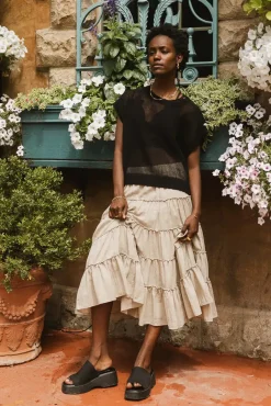 Bohme Minerva Tiered Midi Skirt in