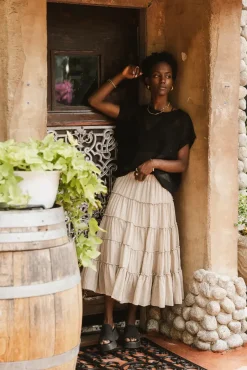 Bohme Minerva Tiered Midi Skirt in