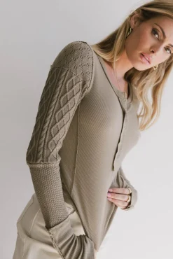 Bohme Naomi Cable Knit Sleeve Top in