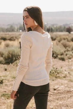 Bohme Naomi Cable Knit Sleeve Top in