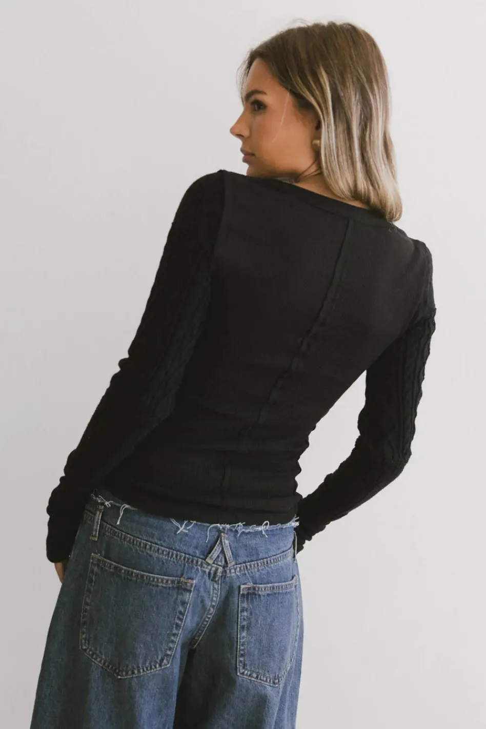 Bohme Naomi Cable Knit Sleeve Top in